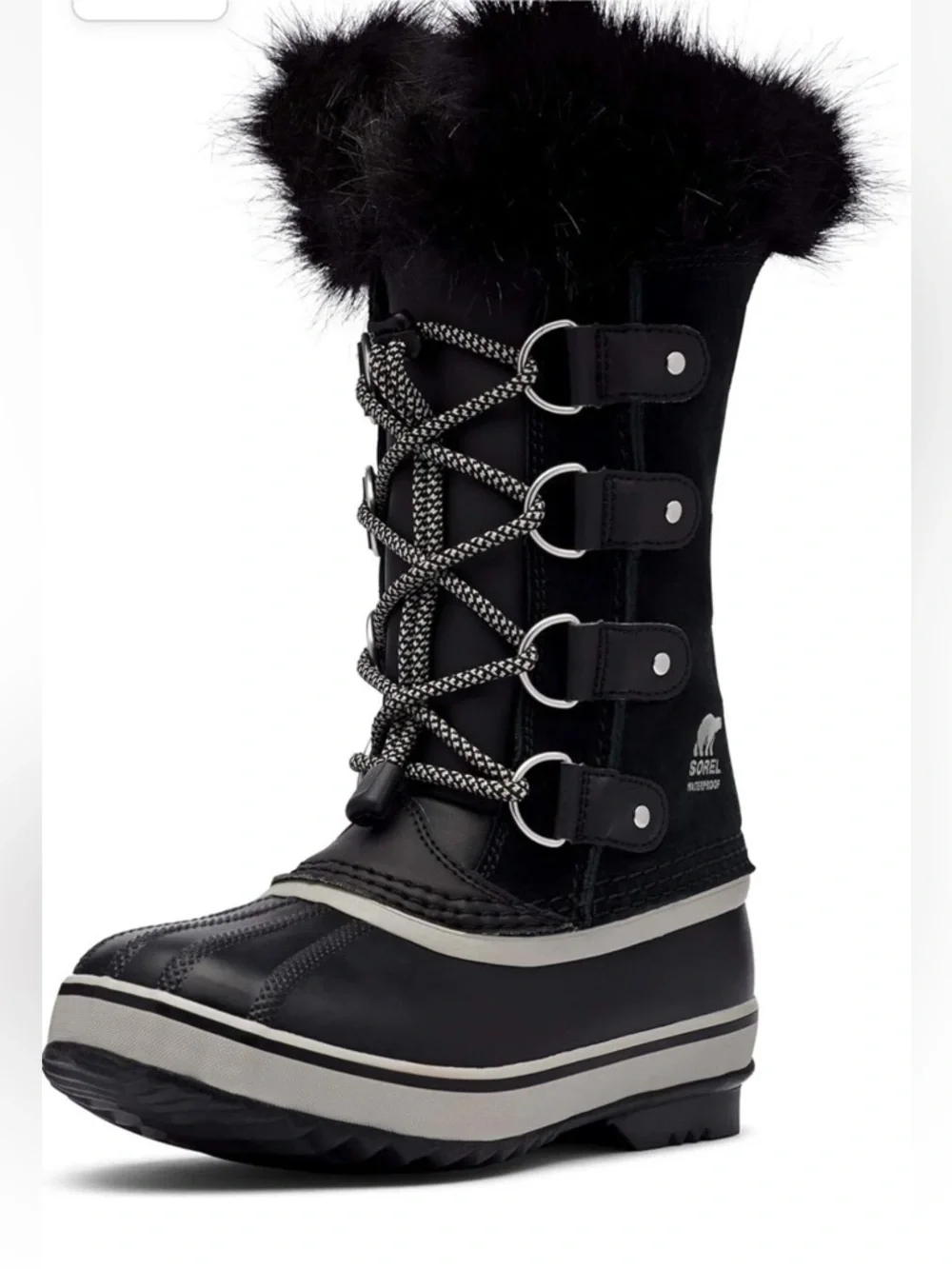 SOREL JOAN OF ARCTIC WATERPROOF BOOTS IN BLACK DOVE 7 Y 8 W 39 EU